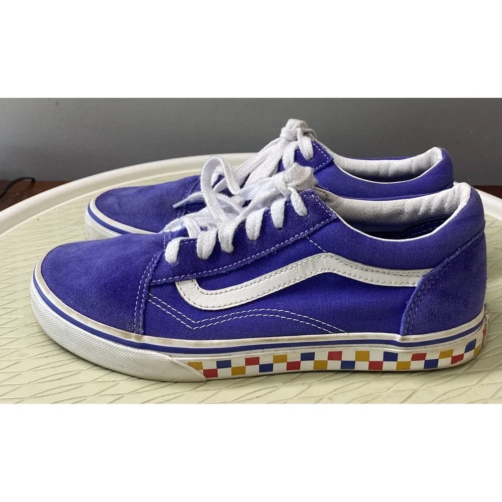 VANS Juniors Or Women Old School Blue Skateboard Sneaker Low Top Shoe J=6.5 W=8